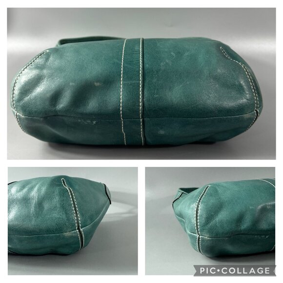 Vintage Coach # 10739 Small Ergo Hobo Teal Leather Handbag Blue Green - Picture 14 of 14